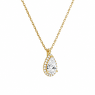 Malia Pear Halo Diamond Pendant Necklace in 18K Yellow Gold second product view