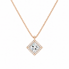 Malia Princess Halo Lab-Grown Diamond Pendant Necklace in 14K Rose Gold, front view