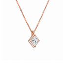 Malia Princess Halo Lab-Grown Diamond Pendant Necklace in 14K Rose Gold, alternate product view