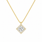 Malia Princess Halo Lab-Grown Diamond Pendant Necklace in 14K Yellow Gold, front view