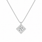 Malia Princess Halo Lab-Grown Diamond Pendant Necklace in Platinum, front view