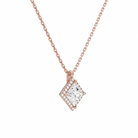 Malia Princess Halo Diamond Pendant Necklace in 14K Rose Gold second product view