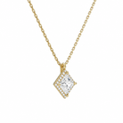 Malia Princess Halo Diamond Pendant Necklace in 14K Yellow Gold second product view