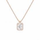 Malia Radiant Halo Lab-Grown Diamond Pendant Necklace in 14K Rose Gold, front view