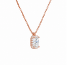 Malia Radiant Halo Lab-Grown Diamond Pendant Necklace in 14K Rose Gold, alternate product view