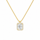 Malia Radiant Halo Lab-Grown Diamond Pendant Necklace in 14K Yellow Gold, front view