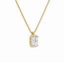 Malia Radiant Halo Lab-Grown Diamond Pendant Necklace in 18K Yellow Gold, alternate product view