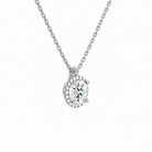 Malia Round Halo Lab-Grown Diamond Pendant Necklace in Platinum, alternate product view