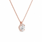Malia Round Halo Diamond Pendant Necklace in 14K Rose Gold second product view
