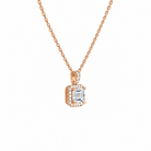 Leona Asscher Halo Accented Bail Lab-Grown Diamond Pendant Necklace in 14K Rose Gold, alternate product view