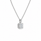 Leona Asscher Halo Accented Bail Lab-Grown Diamond Pendant Necklace in 18K White Gold, alternate product view