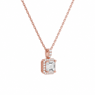 Leona Asscher Halo Accented Bail Diamond Pendant Necklace in 14K Rose Gold second product view