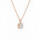 Leona Cushion Halo Accented Bail Lab-Grown Diamond Pendant Necklace in 14K Rose Gold, alternate product view