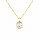 Leona Cushion Halo Accented Bail Lab-Grown Diamond Pendant Necklace in 18K Yellow Gold, front view