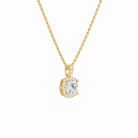 Leona Cushion Halo Accented Bail Lab-Grown Diamond Pendant Necklace in 18K Yellow Gold, alternate product view