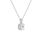 Leona Cushion Halo Accented Bail Diamond Pendant Necklace in 14K White Gold second product view