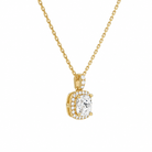 Leona Cushion Halo Accented Bail Diamond Pendant Necklace in 14K Yellow Gold second product view