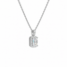Leona Emerald Halo Accented Bail Lab-Grown Diamond Pendant Necklace in 18K White Gold, alternate product view
