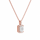 Leona Emerald Halo Accented Bail Diamond Pendant Necklace in 14K Rose Gold second product view