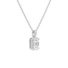 Leona Emerald Halo Accented Bail Diamond Pendant Necklace in 14K White Gold second product view
