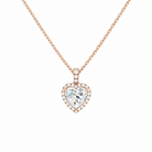 Leona Heart Halo Accented Bail Lab-Grown Diamond Pendant Necklace in 14K Rose Gold, front view