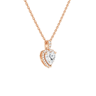 Leona Heart Halo Accented Bail Lab-Grown Diamond Pendant Necklace in 14K Rose Gold, alternate product view