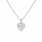 Leona Heart Halo Accented Bail Lab-Grown Diamond Pendant Necklace in 14K White Gold, front view