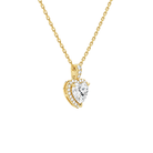 Leona Heart Halo Accented Bail Lab-Grown Diamond Pendant Necklace in 14K Yellow Gold, alternate product view