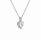 Leona Heart Halo Accented Bail Lab-Grown Diamond Pendant Necklace in 18K White Gold, alternate product view