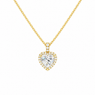 Leona Heart Halo Accented Bail Lab-Grown Diamond Pendant Necklace in 18K Yellow Gold, front view