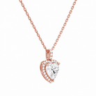 Leona Heart Halo Accented Bail Diamond Pendant Necklace in 14K Rose Gold second product view