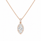 Leona Marquise Halo Accented Bail Lab-Grown Diamond Pendant Necklace in 14K Rose Gold, front view