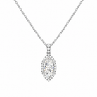 Leona Marquise Halo Accented Bail Lab-Grown Diamond Pendant Necklace in 14K White Gold, front view