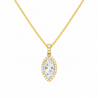 Leona Marquise Halo Accented Bail Lab-Grown Diamond Pendant Necklace in 18K Yellow Gold, front view