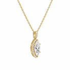 Leona Marquise Halo Accented Bail Diamond Pendant Necklace in 14K Yellow Gold second product view