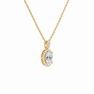 Leona Oval Halo Accented Bail Lab-Grown Diamond Pendant Necklace in 14K Yellow Gold, alternate product view
