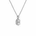 Leona Oval Halo Accented Bail Lab-Grown Diamond Pendant Necklace in 18K White Gold, alternate product view