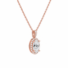 Leona Oval Halo Accented Bail Diamond Pendant Necklace in 14K Rose Gold second product view