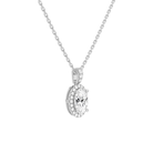 Leona Oval Halo Accented Bail Diamond Pendant Necklace in 14K White Gold second product view