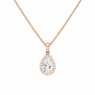 Leona Pear Halo Accented Bail Lab-Grown Diamond Pendant Necklace in 14K Rose Gold, front view