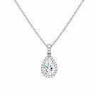 Leona Pear Halo Accented Bail Lab-Grown Diamond Pendant Necklace in 14K White Gold, front view