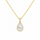Leona Pear Halo Accented Bail Lab-Grown Diamond Pendant Necklace in 14K Yellow Gold, front view