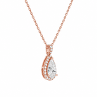 Leona Pear Halo Accented Bail Diamond Pendant Necklace in 14K Rose Gold second product view