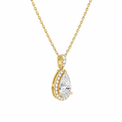 Leona Pear Halo Accented Bail Diamond Pendant Necklace in 14K Yellow Gold second product view