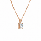 Leona Princess Halo Accented Bail Lab-Grown Diamond Pendant Necklace in 14K Rose Gold, alternate product view