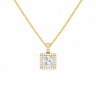 Leona Princess Halo Accented Bail Lab-Grown Diamond Pendant Necklace in 18K Yellow Gold, front view