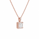 Leona Princess Halo Accented Bail Diamond Pendant Necklace in 14K Rose Gold second product view