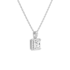 Leona Princess Halo Accented Bail Diamond Pendant Necklace in 18K White Gold second product view