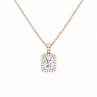 Leona Radiant Halo Accented Bail Lab-Grown Diamond Pendant Necklace in 14K Rose Gold, front view