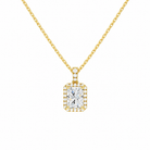 Leona Radiant Halo Accented Bail Lab-Grown Diamond Pendant Necklace in 18K Yellow Gold, front view